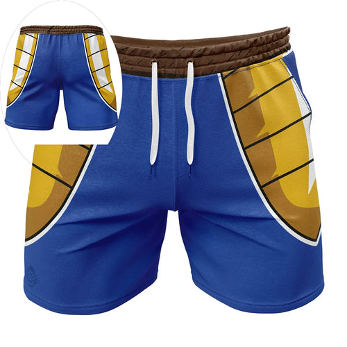 Dragon Ball Z Vegeta Armor Shorts, Saiyan Battle Suit Cosplay Blue Yellow Casual Anime Fan Bottoms  Summer men's beach shorts